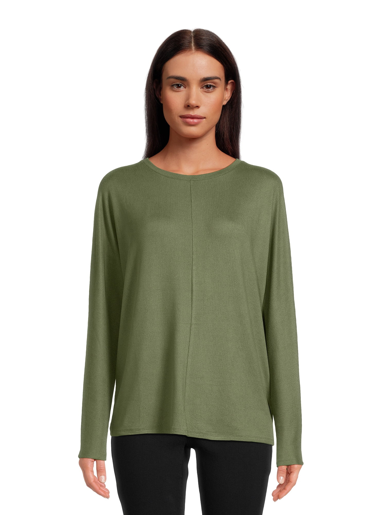Time and Tru Women's Hacci Knit Crewneck Pullover Top, Sizes S-XXXL | Walmart (US)