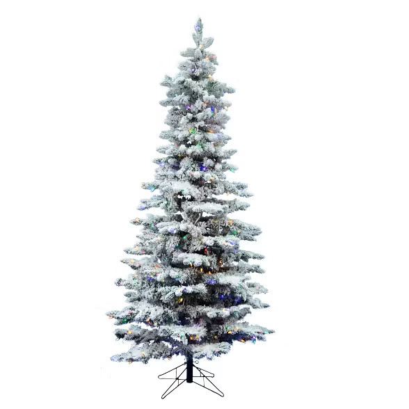 Vickerman Flocked Utica Fir Slim Artificial Christmas Tree | Target