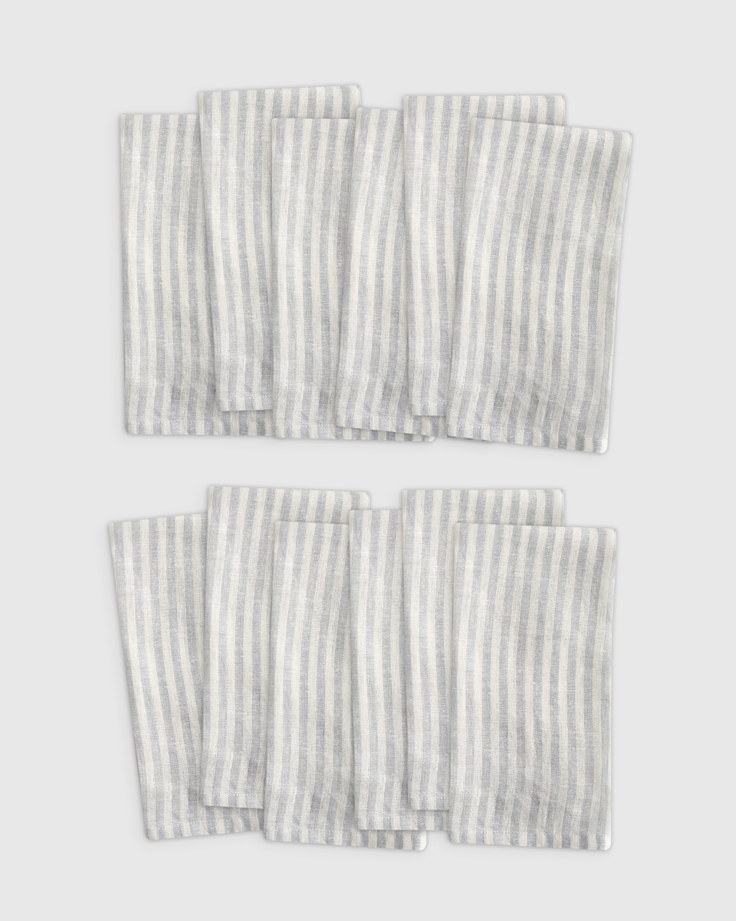 Quince | European Linen Stripe Napkins in Mist/White Stripe | Quince