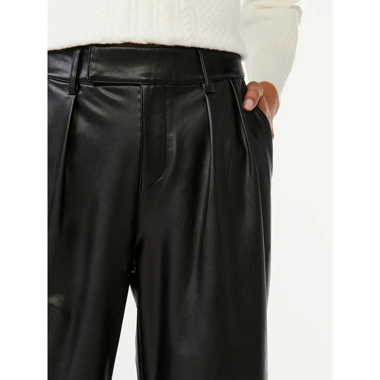 Scoop Women's Faux Leather Wide Leg Pants | Walmart (US)