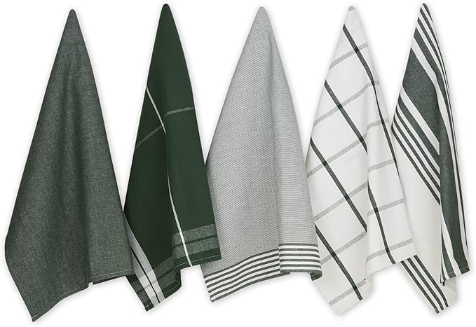 DII Assorted Woven Dishtowel Collection Classic Oversized, 20x28, Hunter Green, 5 Piece | Amazon (US)