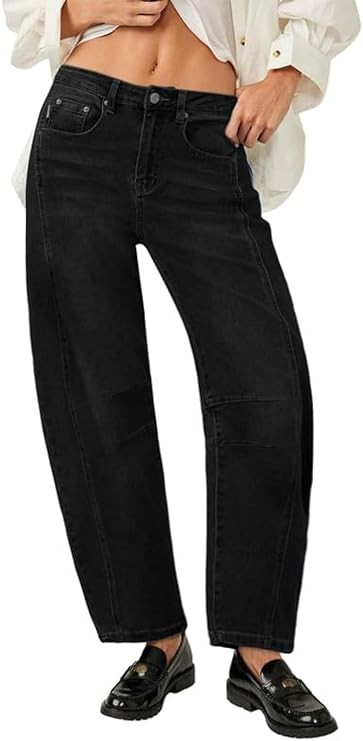 Genleck Barrel Jeans Women Wide Leg Cropped Jeans High Waisted Baggy Boyfriend Mom Denim Ankle Pa... | Amazon (US)