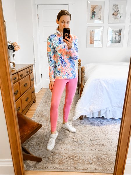 Spring Athleisure outfit!
Wearing size XXS Lilly Pulitzer sweater, linked new styles. 
Linked similar Nordstrom leggings. 
Wearing size 6 Keds. 
Petite outfit. Spring outfit. Colorful outfit. Fun outfit. Pink outfit  

#LTKstyletip #LTKfindsunder100 #LTKfitness
