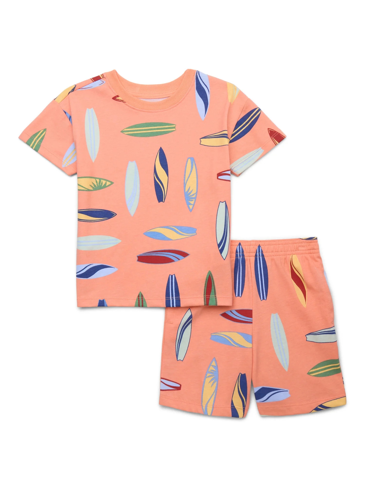 Wonder Nation Toddler Boy Printed Jersey Tee and Shorts Set, 2-Piece, Sizes 12M-5T | Walmart (US)