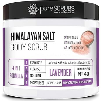 pureSCRUBS Premium Pink Himalayan Salt Body Scrub Set - Large 16oz LAVENDER SCRUB, Organic Essent... | Amazon (US)