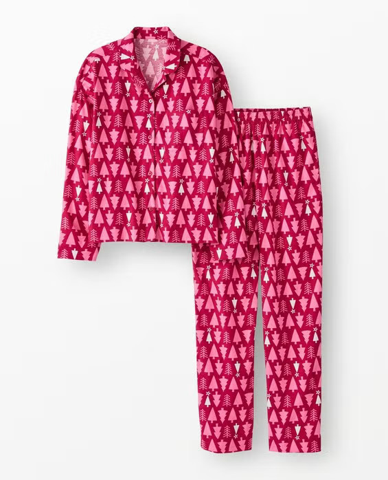 Women's American Girl Pink Trees Girl® Holiday Flannel Pajama Set in 100% Combed Cotton - Size Adult XS by Hanna Andersson | Hanna Andersson