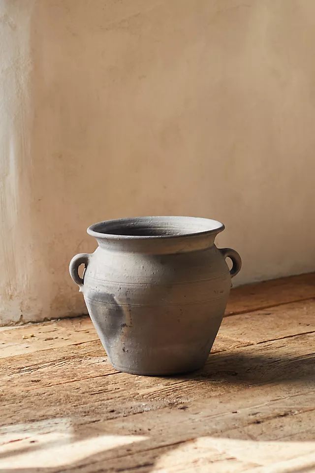 Fired Black Terracotta Planter, Amphora | Anthropologie (US)