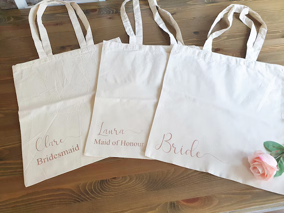 Personalised bridal party tote bag, bridesmaid gift bag, bride present, wedding party, hen party,... | Etsy (US)