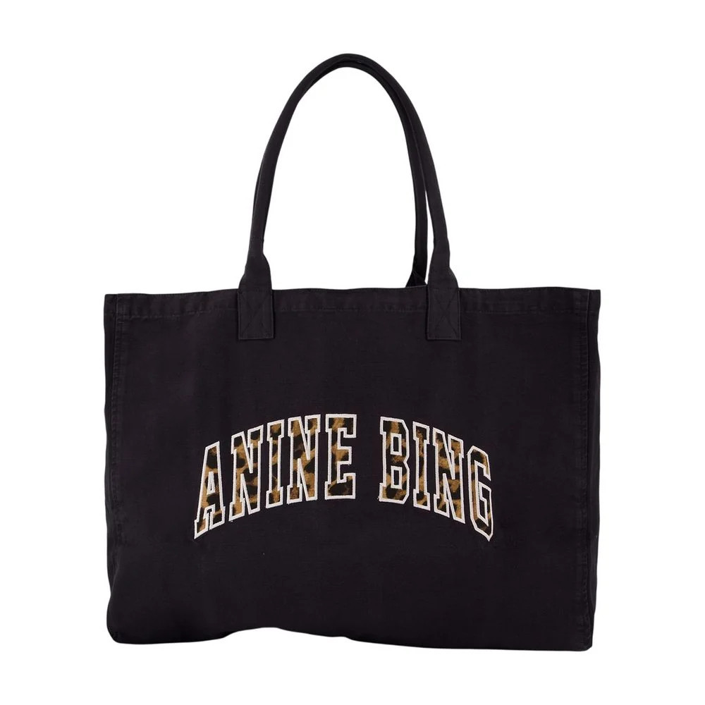 Anine Bing Logo-Embroidered Tote Bag — Black | Italist Inc.