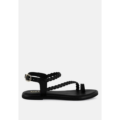 STALLONE Black Braided Flat Sandals | Target