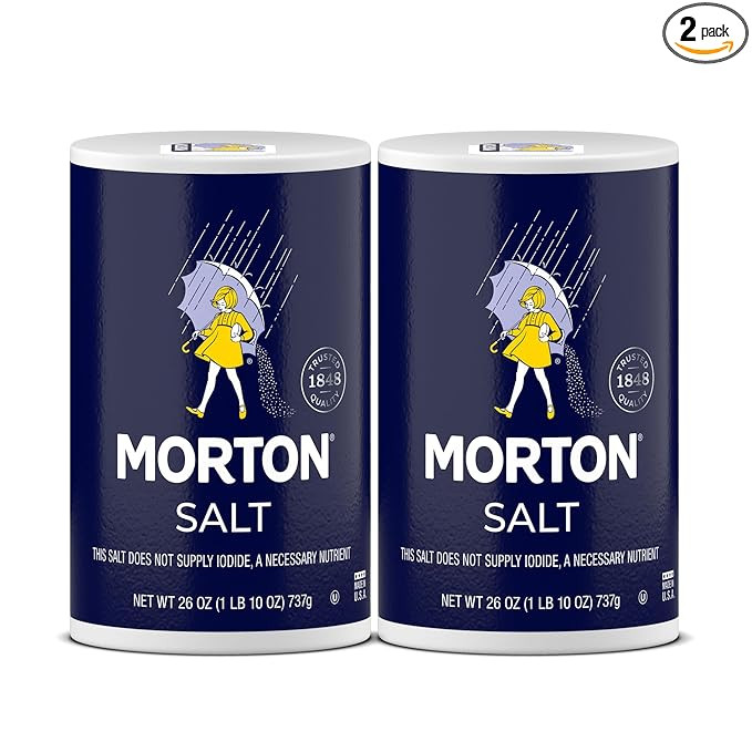 Morton Plain Salt, All-Purpose, Non-Iodized Salt, Ideal for Cooking & Table Use, (26 oz), 2-Pack | Amazon (US)