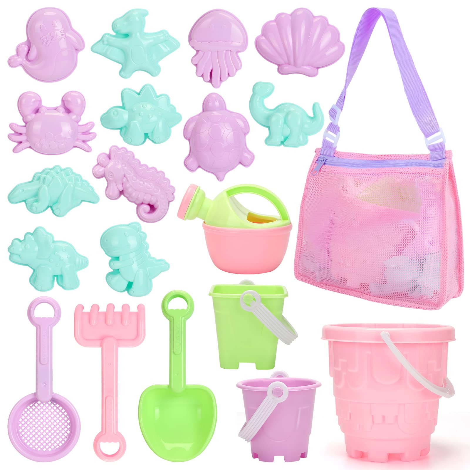Tagitary Beach Sand Toys Set for Kids 3-10 with Bucket Watering Can Shovel Rake Sand Molds Beach ... | Amazon (US)