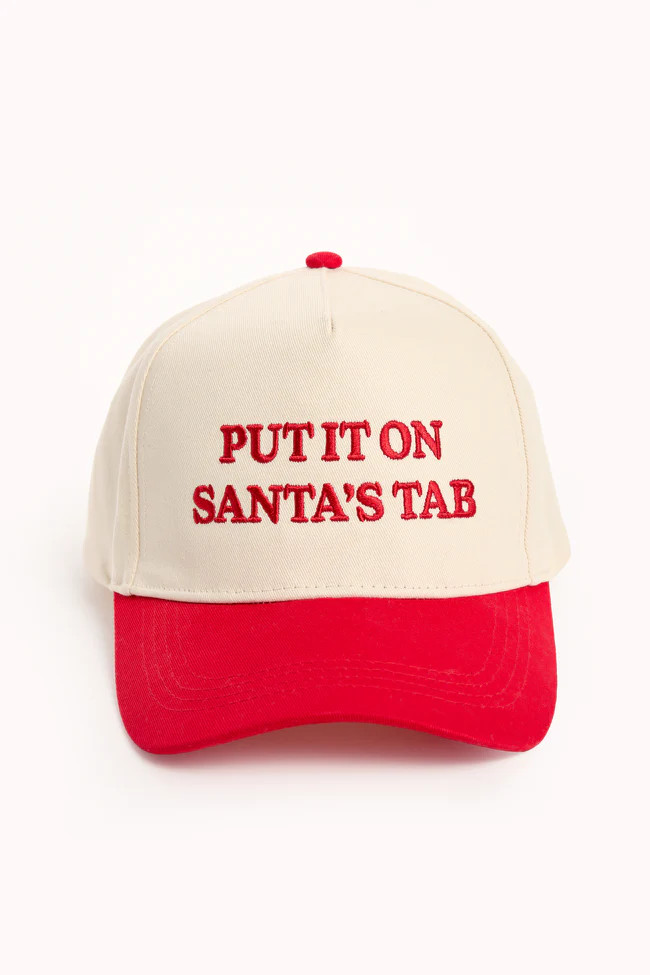 Put It On Santa's Tab Red Trucker Hat | Pink Lily