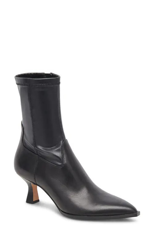 Dolce Vita Arya Pointed Toe Bootie in Black Leather at Nordstrom, Size 9.5 | Nordstrom
