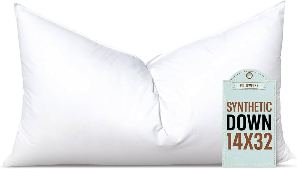 Pillowflex Synthetic Down Pillow Insert - 14x32 Down Alternative Pillow, Ultra Soft, Large Rectan... | Amazon (US)