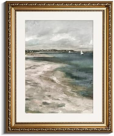 InSimSea Retro Gold Framed Wall Art, Home Room Coastal Storm Clouds Vintage Wall Decor, Canvas Pr... | Amazon (US)