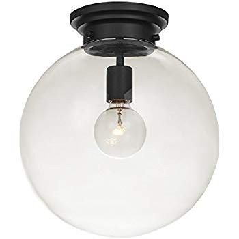 Globe Electric 65954 Portland Light Semi-Flush Mount, Black with Clear Glass Shade, | Amazon (US)