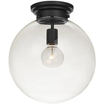 Globe Electric 65954 Portland Light Semi-Flush Mount, Black with Clear Glass Shade, | Amazon (US)