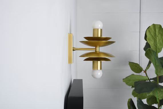 Modern Wall Light -  Dual Wall Sconce - Brass - Mid Century - Industrial - Wall Light - Bathroom ... | Etsy (US)