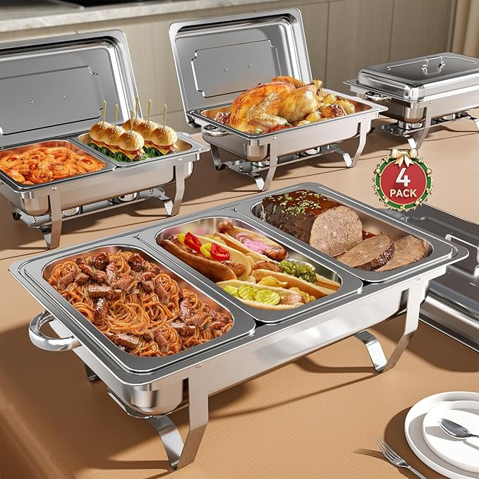 Chafing Dish Buffet Set, 9QT High Grade Chafing Dishes for Buffet, Chafers and Buffet Warmers Set... | Amazon (US)