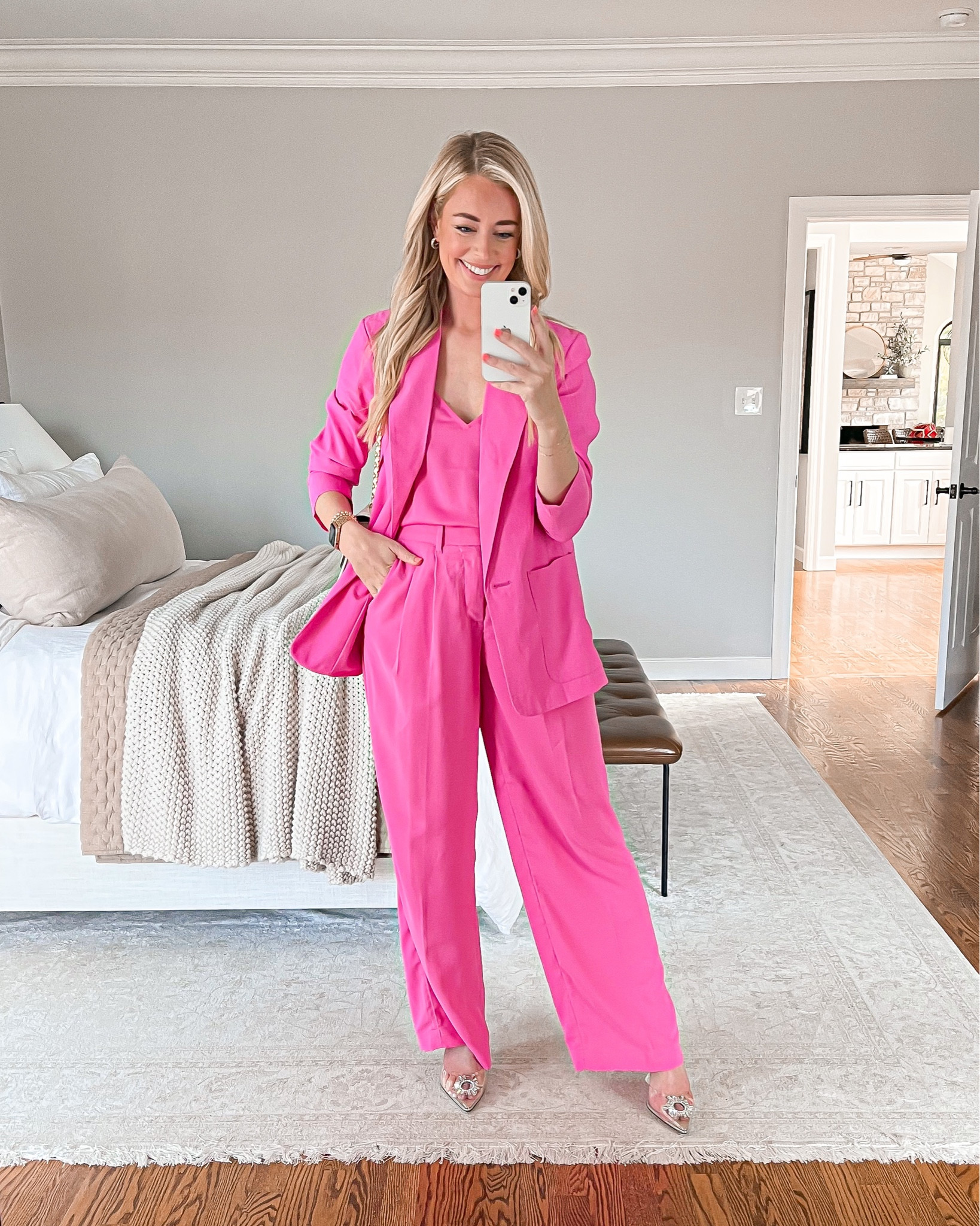 Wearing a small in blazer, XS in cami & 4 in pants 

Workwear, date night outfit, blazer, pink blazer, spring outfit 

#LTKFind #LTKstyletip #LTKSeasonal