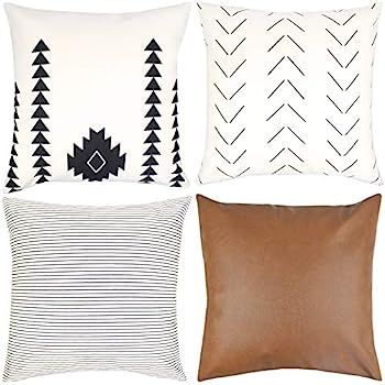 Woven Nook Decorative Throw Pillow Covers ONLY for Couch, Sofa, or Bed Set of 4 18x18 20x20 and 2... | Amazon (US)