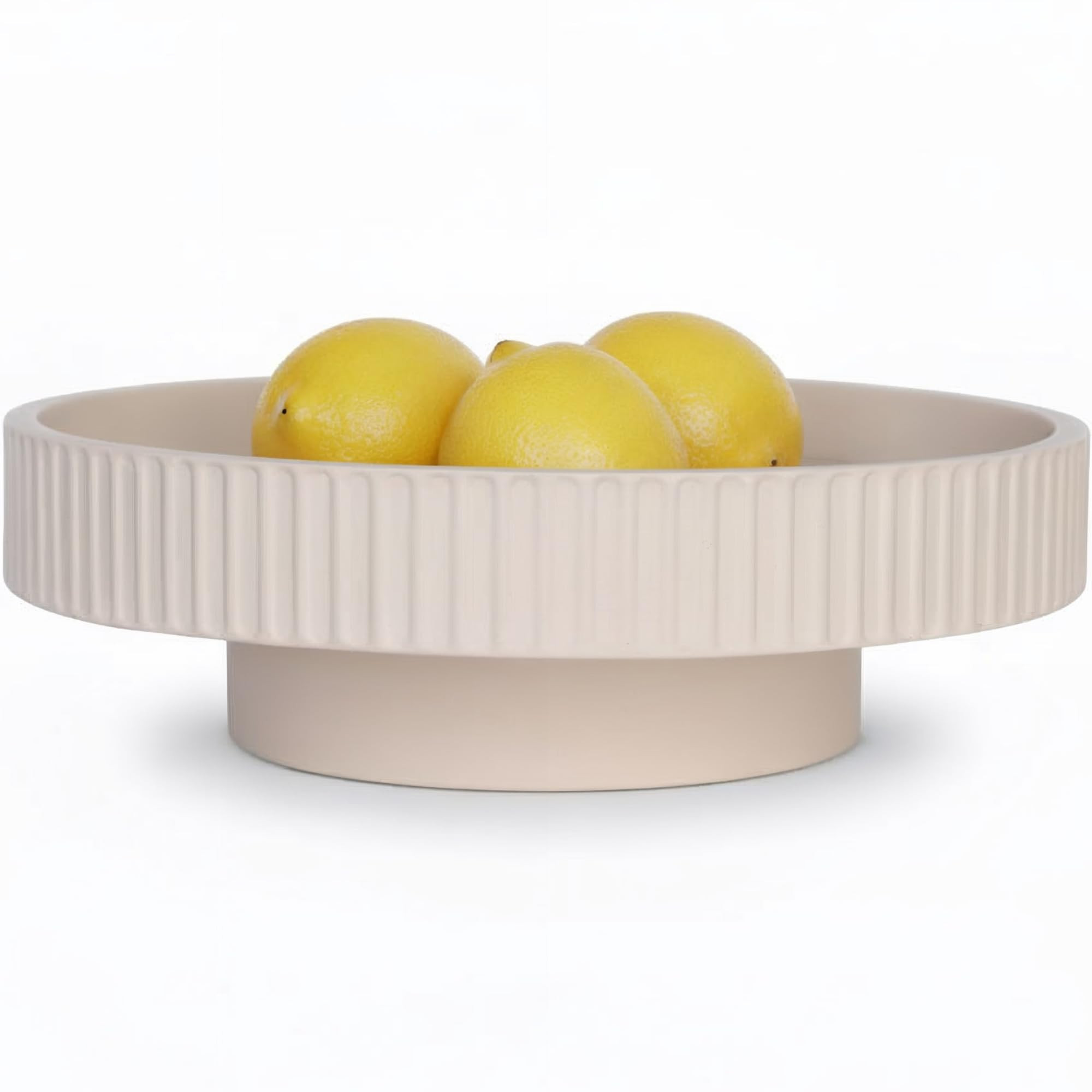 JUPTR 12” Fluted Concrete Fruit Bowl – Heavyweight Pedestal Decorative Bowl for Table Centerp... | Amazon (US)