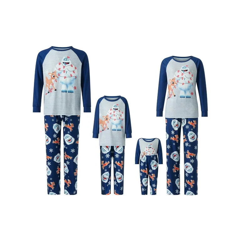 Peyakidsaa Christmas Family Matching Pajamas Elk Snowman Print Long Sleeve Tops and Casual Pants ... | Walmart (US)