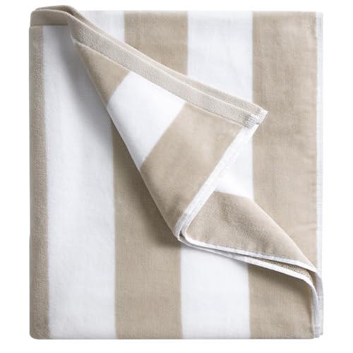 LULUHOME Large Oversized Beach Towel - Big Cotton 36 x 70 Inch Striped Pool Towel, Large Cabana Soft Swimming Towel for Adult Men Women,Chiffon | Amazon (US)