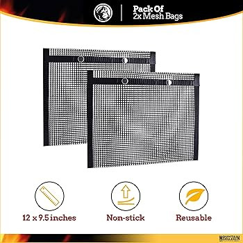 MOUNTAIN GRILLERS 12 x 9.5 inches BBQ Mesh Grill Bags with Non Stick BBQ Grill Mat - Pack | Amazon (US)