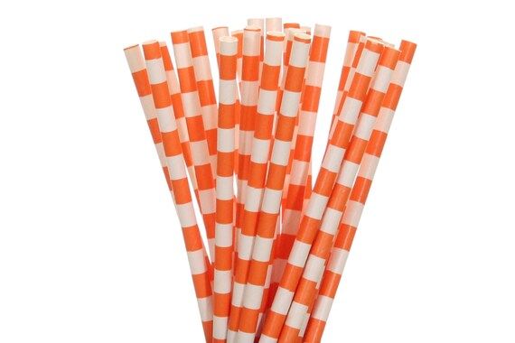 Paper Straws, Orange Rugby Horizontal Striped Paper Straws, Orange Birthday Party Supplies, Graduati | Etsy (US)