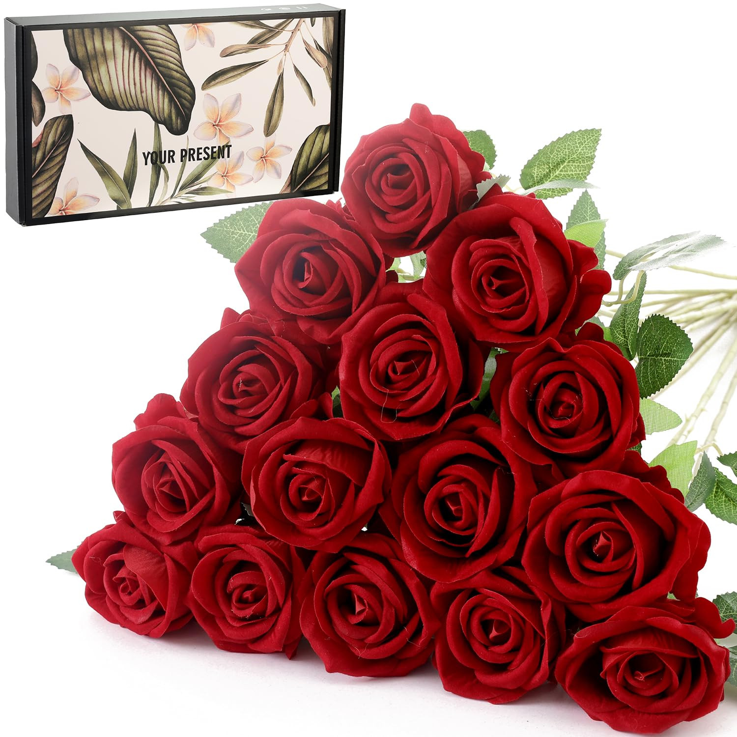 15Pcs Small Artificial Roses Velet Real Touch Single Stem Fake Roses Silk Realistic Flowers Arran... | Amazon (US)