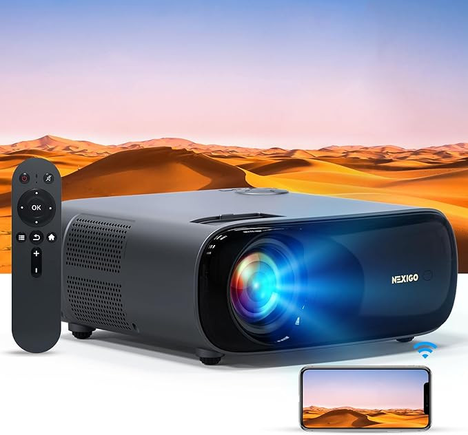 NexiGo PJ40 Projector with WiFi and Bluetooth, Native 1080P, 4K Supported, Projector for Outdoor ... | Amazon (US)