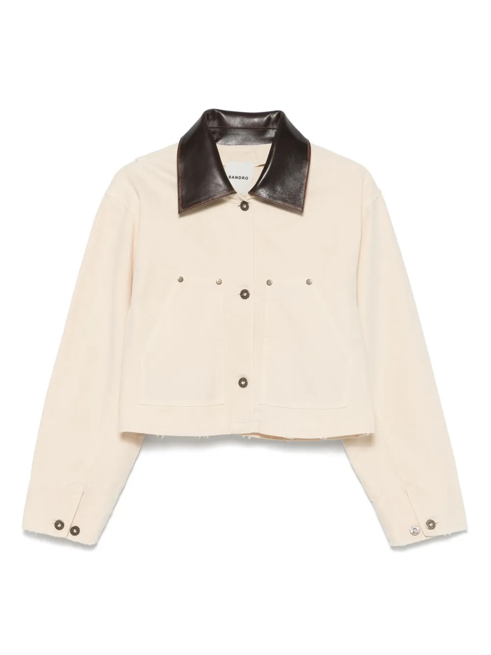 SANDRO contrasting-collar Jacket | Neutrals | FARFETCH AU | Farfetch Global
