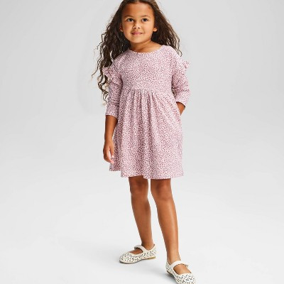 Toddler Girls' Floral Long Sleeve Dress - Cat & Jack™ Blue 2T | Target