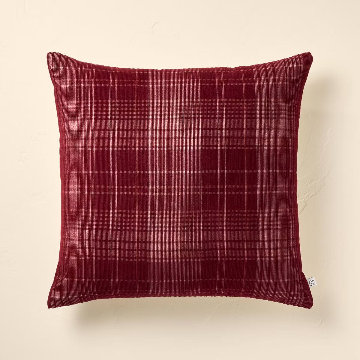 18"x18" Fall Plaid Corduroy Square Throw Pillow Burgundy - Hearth & Hand™ with Magnolia | Target