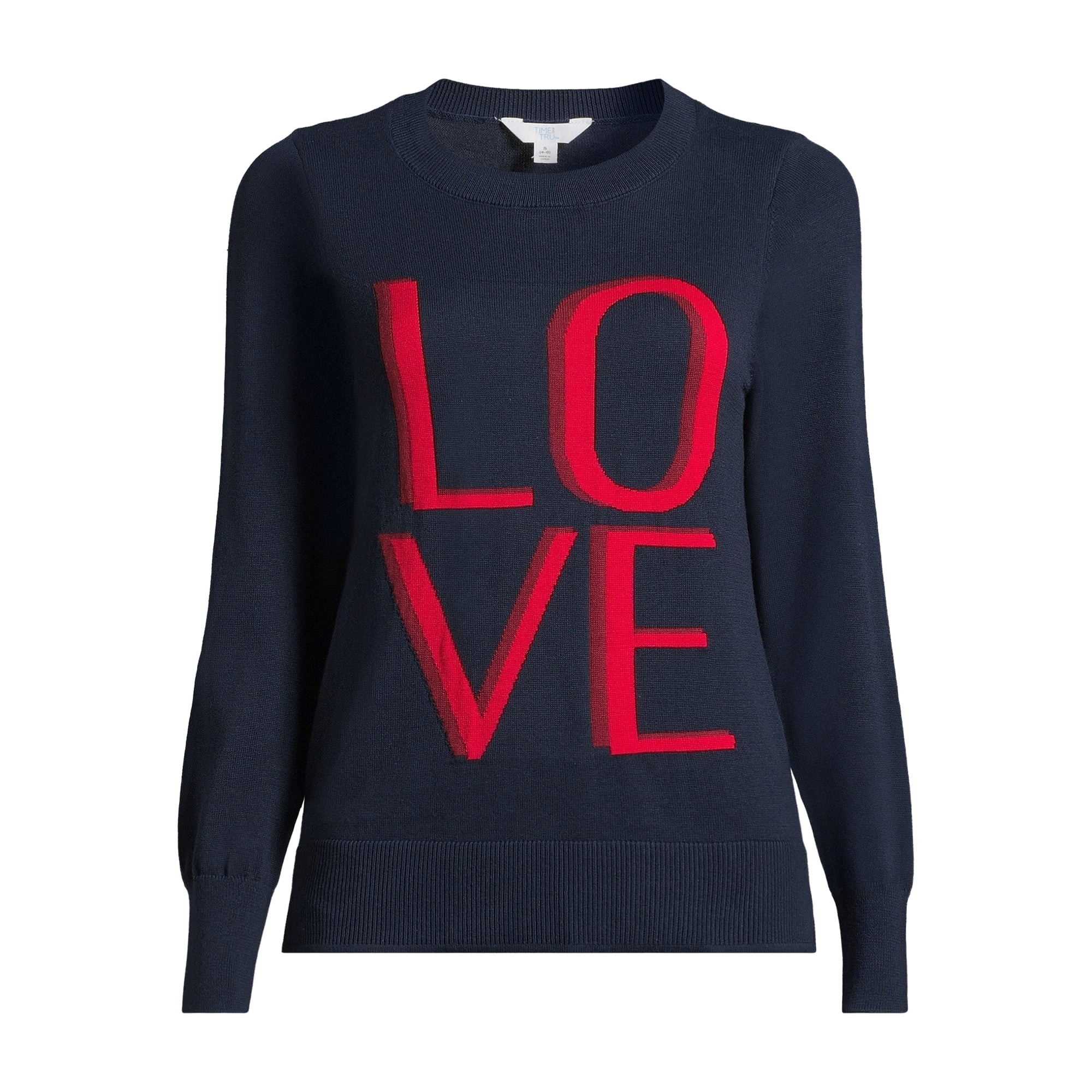 Time and Tru Women's Print Crew Neck Sweater, Midweight, Sizes XS-XXXL | Walmart (US)