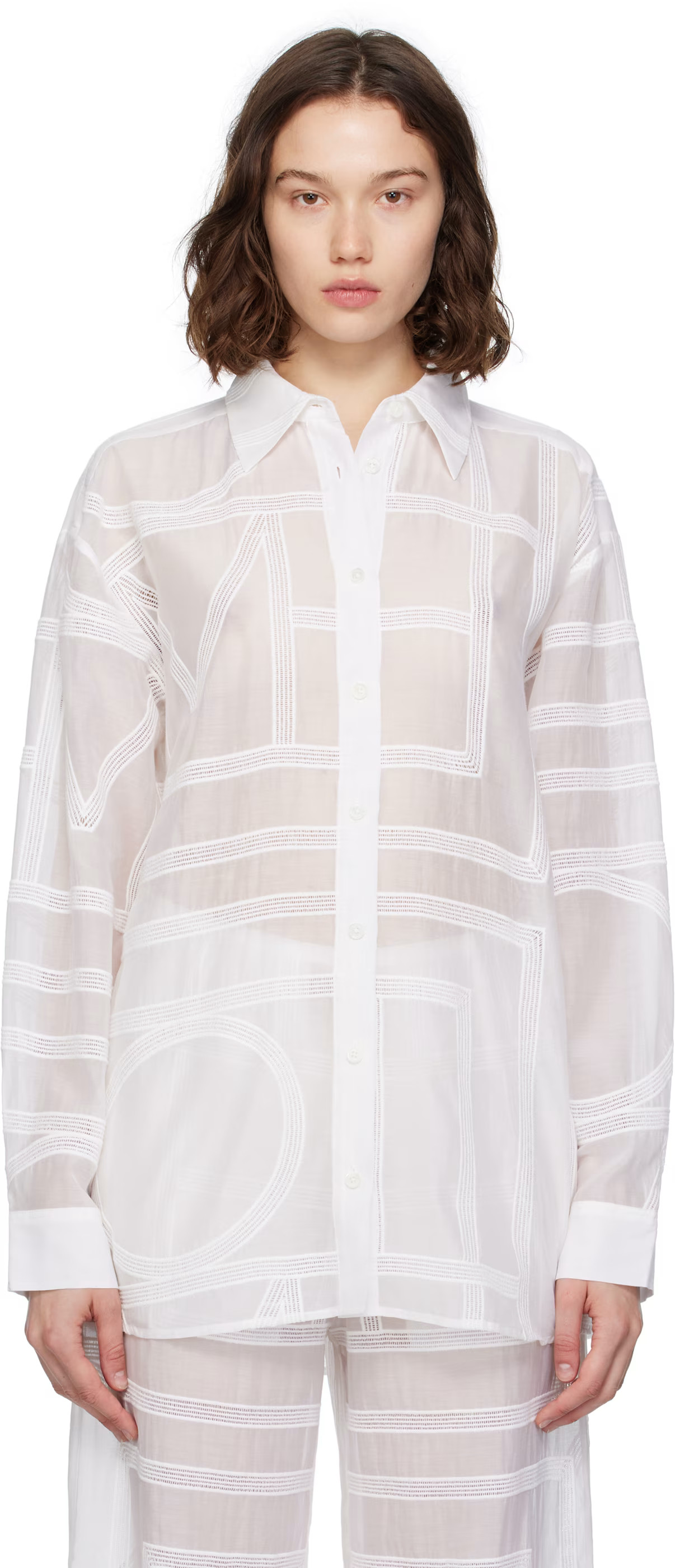 TOTEME - White Classic Crochet Shirt | SSENSE
