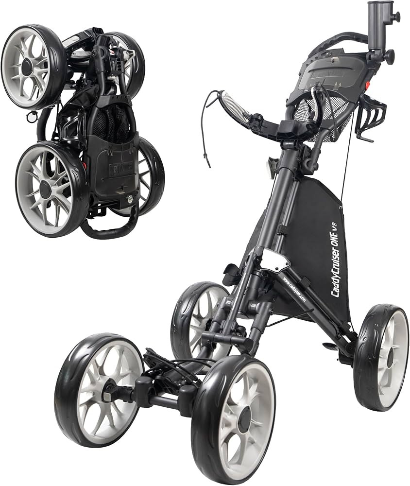 CaddyTek 4 Wheel Golf Push Cart - Caddycruiser One Version 8 1-Click Folding Trolley - Lightweigh... | Amazon (US)
