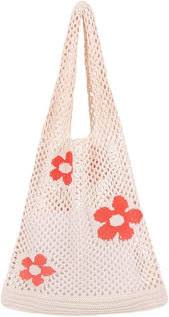 Ovida Crochet Tote Bag Mesh Beach Bag Fairycore Hobo Bag Fairy Grunge Aesthetic Shoulder Bag Y2k ... | Amazon (US)