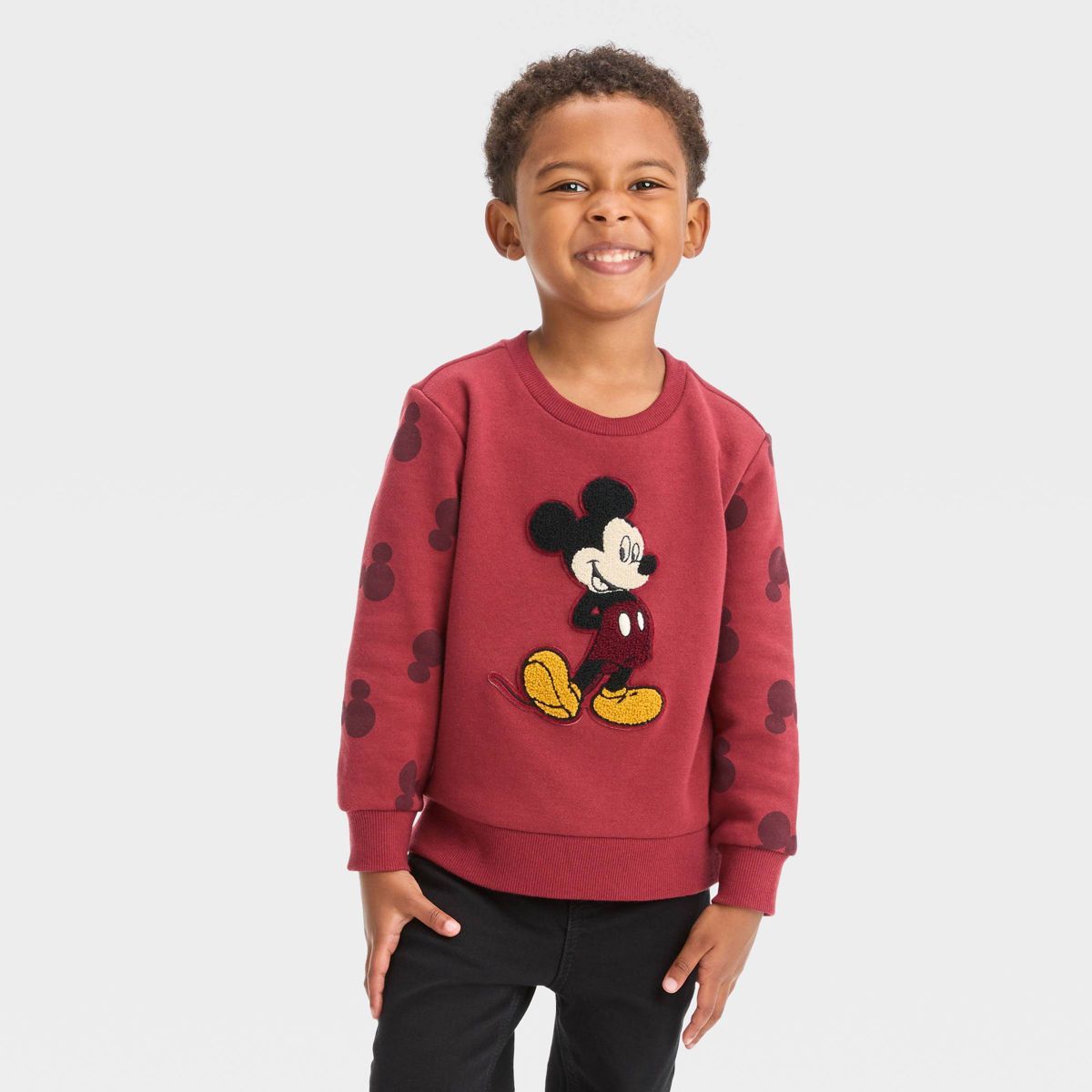 Toddler Boys' Disney Mickey Mouse Fleece Pullover Sweatshirt - Red | Target