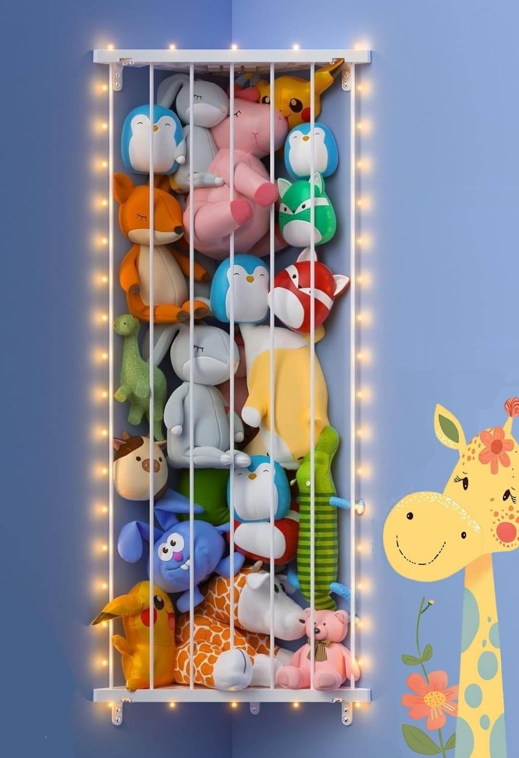 Corner Stuffed Animal Storage Net - Stuffed Animals Holder with Lights - Plush Organizer Hanging ... | Amazon (US)