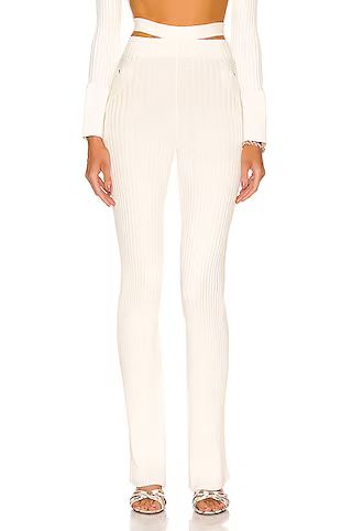 Andreadamo Ribbed Knit Flare Pant in White | FWRD 