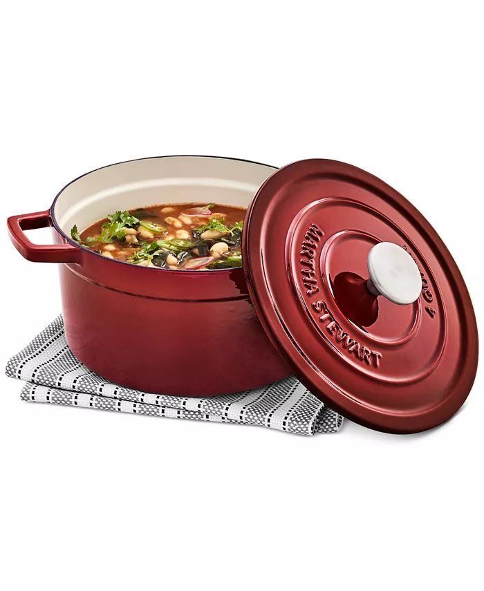 Martha Stewart Collection 4-Qt. Enameled Cast Iron Round Dutch Oven, Created for Macy's & Reviews... | Macys (US)