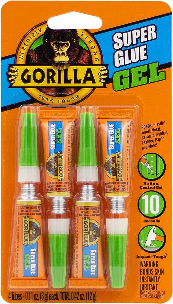 Gorilla Super Glue Gel, Four 3 Gram Tubes, Clear, (Pack of 1) | Amazon (US)