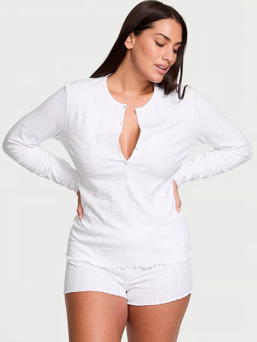Buy Heart Pointelle Short Pajama Set, VS WHITE - Order Pajamas Sets online - Victoria's Secret US | Victoria's Secret (US / CA )