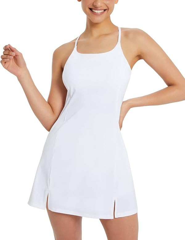 BALEAF Women's Tennis Workout Dress Built-in Shorts & Bra Athletic Dress with Pockets Adjustable ... | Amazon (US)