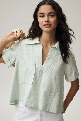 Maeve Short-Sleeve Swing Buttondown Top | Anthropologie (US)