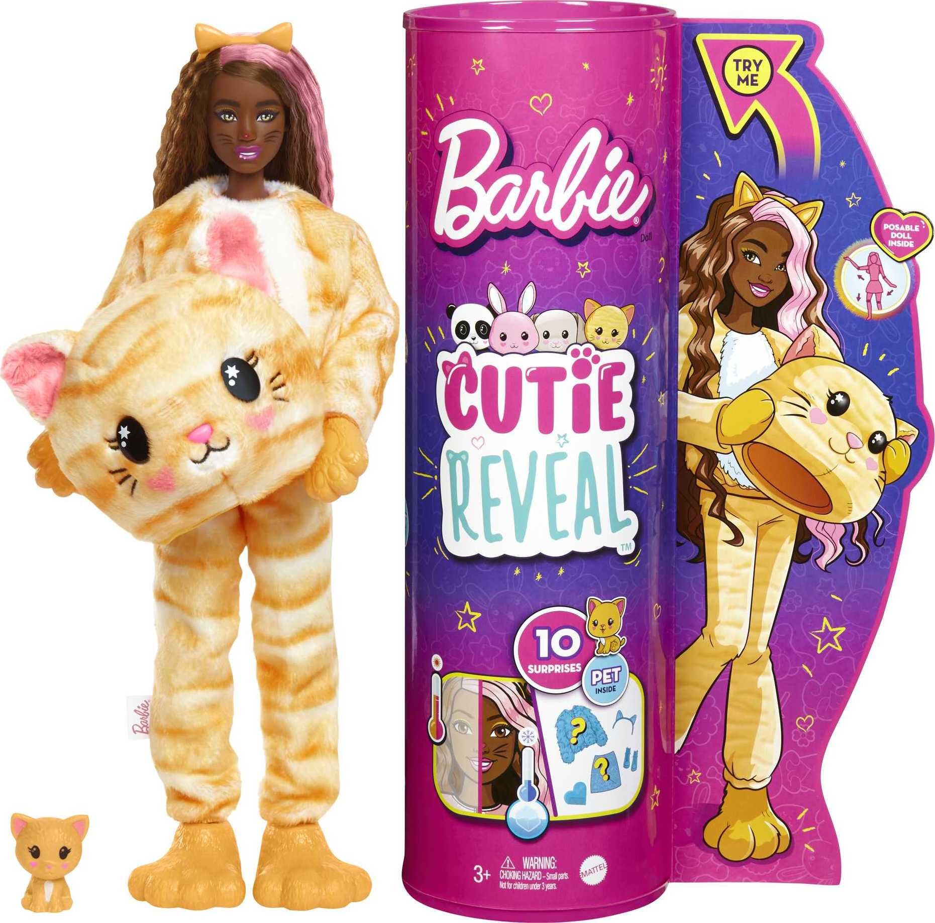 Barbie Cutie Reveal Doll with Kitty Plush Costume & 10 Surprises - Walmart.com | Walmart (US)