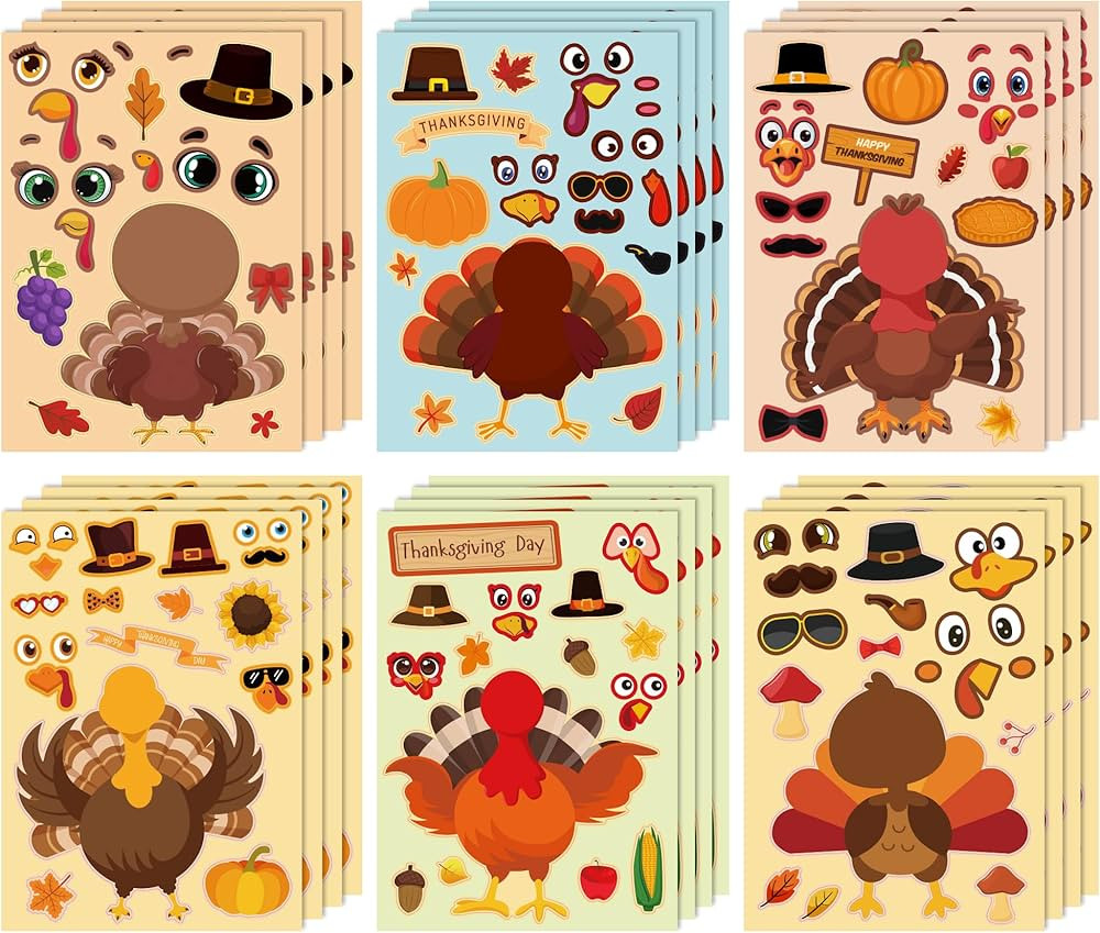 OHOME Thanksgiving Stickers - Thanksgiving Crafts for Kids - DIY Turkey Stickers,Kids Thanksgivin... | Amazon (US)